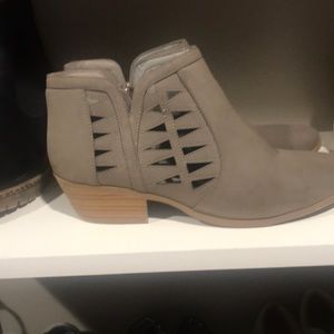 Soda Women's Perforated Cut Out Stacked Block Heel Ankle Booties